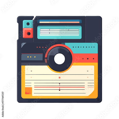 Retro Audio Cassette Player With A Blue Screen And Red Dial On A White Background Digital Art