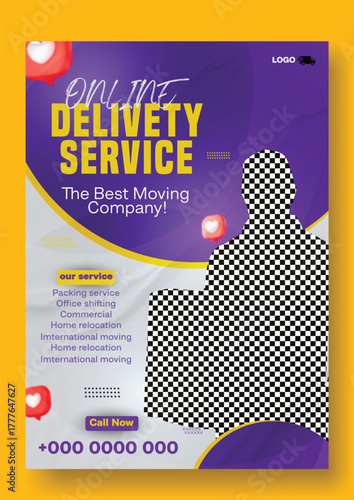 Professional express delivery service and moving company with happy customer and package.
Express delivery service flyer with happy courier and package for online orders and fast shipping.
Happy man.