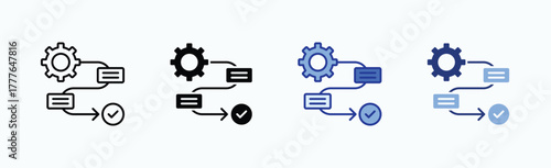 Workflow icon sheet multiple style collection isolated vector