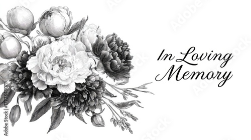 condolence card with flowers in loving memory illustration