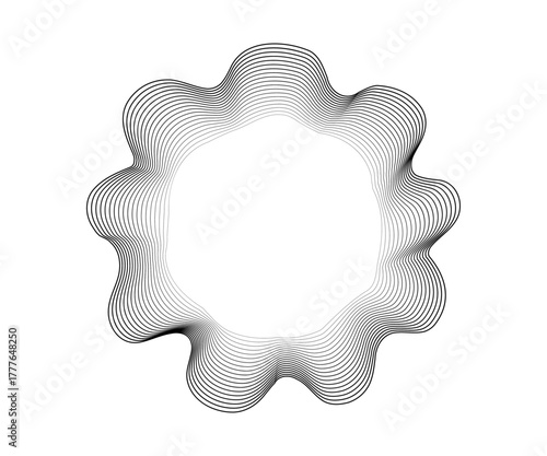 Intricate circular line pattern evoking a techno music vibe, perfect for modern digital designs.