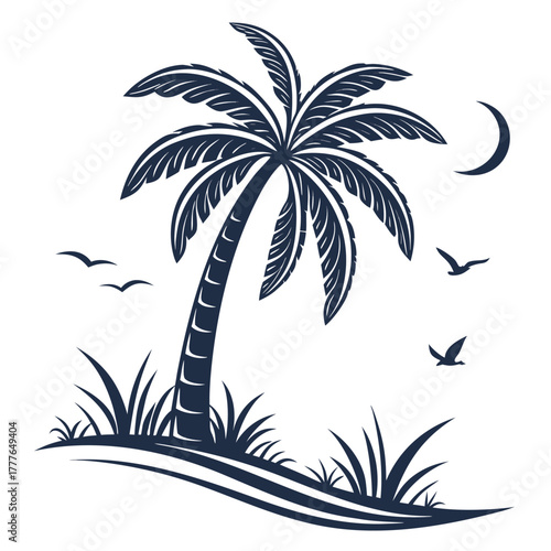 Isolated black plam tree icon Vector, black plam tree Silhouette,black plam tree icon