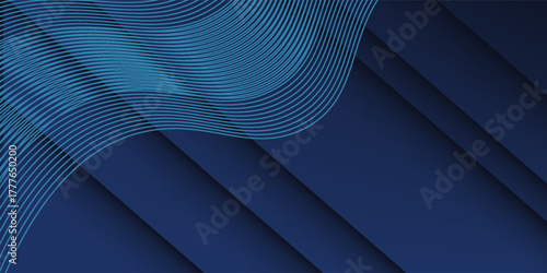 3D abstract background with paper cut shapes. Vector design layout for business presentations, flyers, posters and invitations. Blue carving art with line stripes modern shiny element