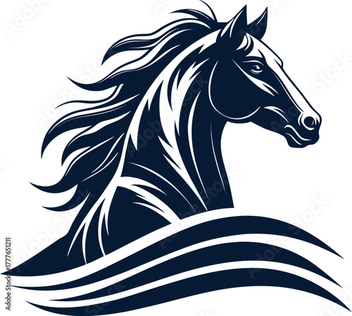 Horse head mascot, Elegant horse logo icons. Royal stallion symbol design. Equine stables sign. Equestrian brand emblems. Vector illustration.	