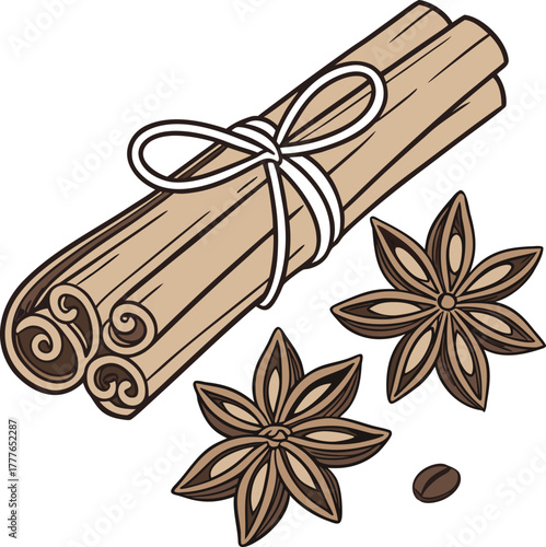 Cinnamon sticks and star anise