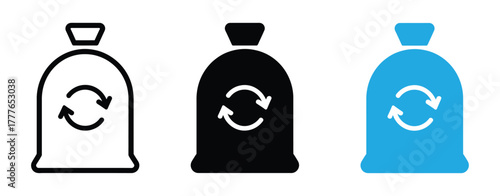 Trash bag outline icon collection or set. Trash bag Thin vector line art, vector illustration on white background