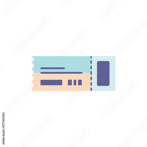 Two stacked tickets, one blue and one orange, isolated on a