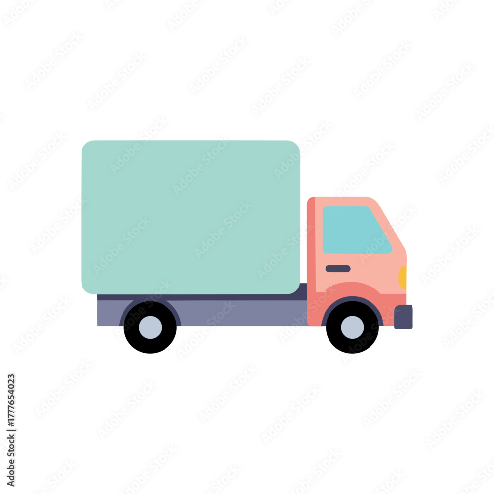 Fototapeta premium A simple flat illustration of a delivery truck with a large cargo box