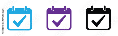 Calendar flat icon set. Deadline, calendar notification, reminder organizer. Containing date, schedule, month, week, appointment, agenda, organization, and event icons. Vector illustration.