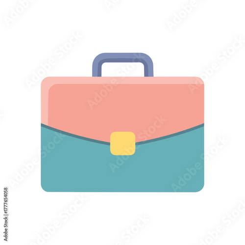 A pink and teal briefcase with a yellow clasp