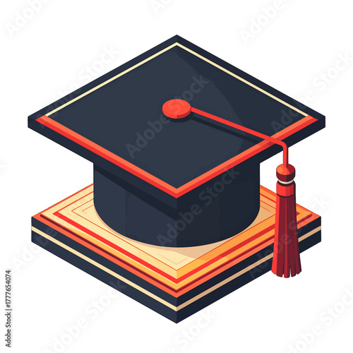 Graduation Cap With Tassel And Scroll On White Background