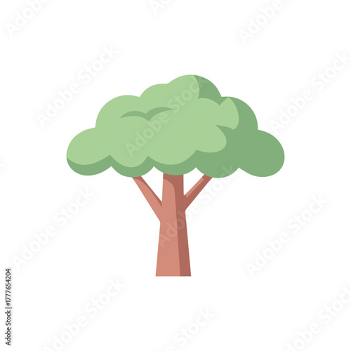Stylized illustration of a green tree with a brown trunk