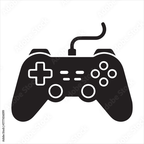 Black video game controller vector representing esports, fun, and interactive technology design