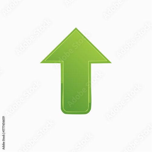 flèche directionnelle verte, orientée vers le haut, isolé sur fond blanc