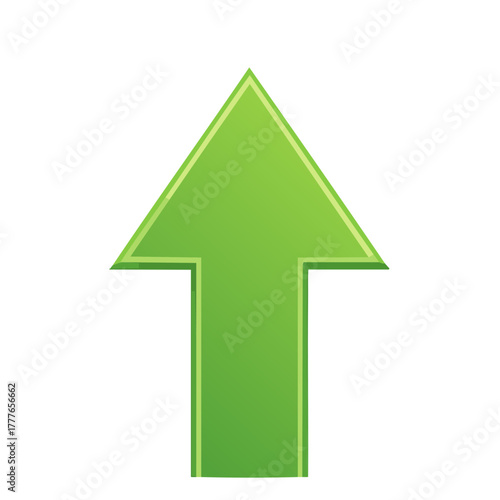 flèche directionnelle verte, orientée vers le haut, isolé sur fond blanc