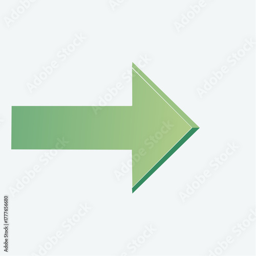 Flèche directionnelle verte, orientée vers la droite de l'image, isolé sur fond blanc