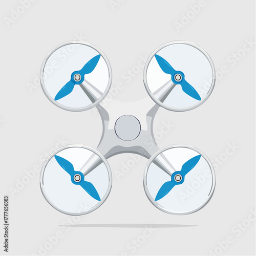 Drone quadrirotor vu du dessus, isolé sur un fond blanc 