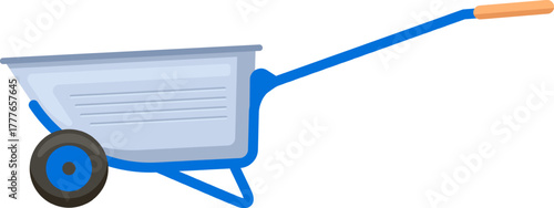 Blue wheelbarrow gardening tool isolated on white background