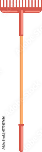 Garden rake tool for spring cleaning in vector flat design