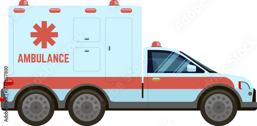 Ambulance emergency vehicle providing medical health transport service