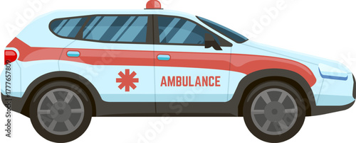 Ambulance car providing emergency medical transport vehicle service