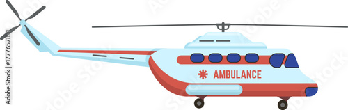 Air medical ambulance helicopter performing emergency transport