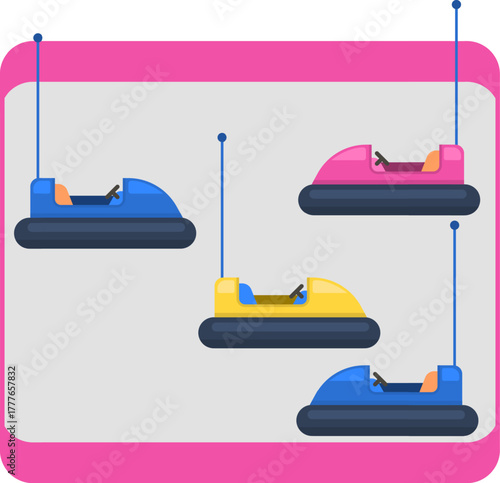 Bumper cars driving at an amusement park carnival