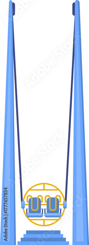 Amusement park slingshot thrill ride attraction vector