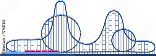 Roller coaster ride with loops at amusement park