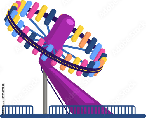 Amusement park ride spinning illustrating fun and entertainment