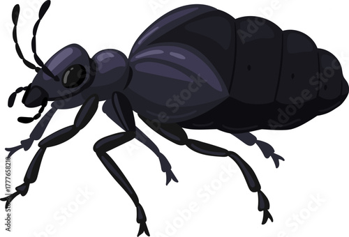 Dark oil beetle insect cartoon illustration