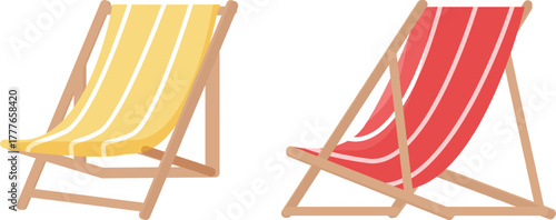 Deck chairs set for summer relaxation and vacation