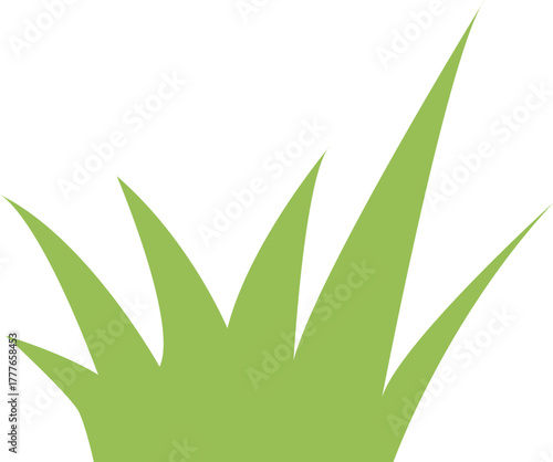 Green stylized grass blades growing on white background