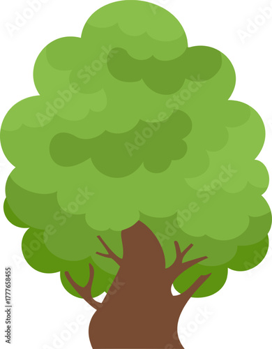 Cartoon tree with lush green foliage and brown trunk