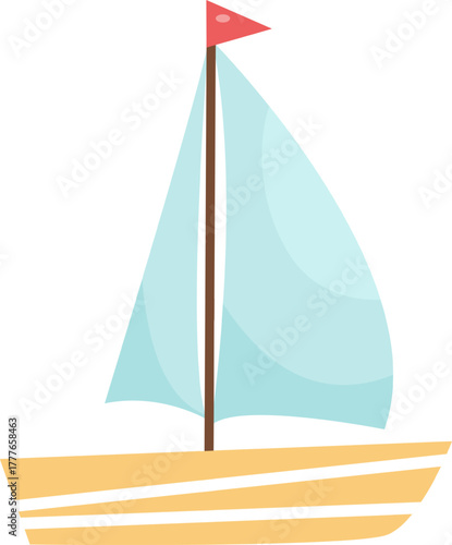 Cartoon sailboat icon representing water travel and summer vacation