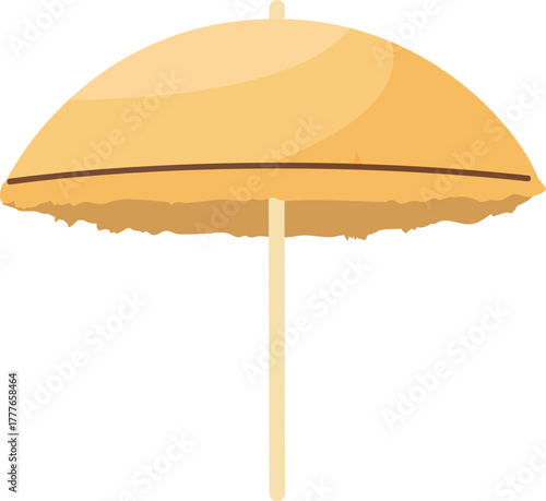 Yellow beach umbrella providing shade on a summer day