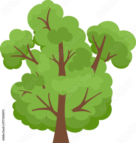 Green foliage cartoon tree growing illustration