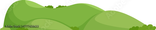 Green rolling hills background cartoon landscape drawing