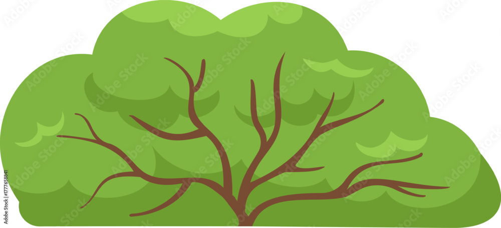 Obraz premium Green bush plant cartoon vector isolated