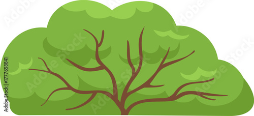 Green bush plant cartoon vector isolated