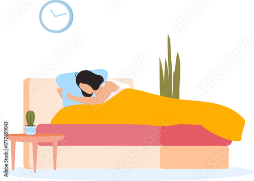 Woman sleeping soundly in bed after a long night