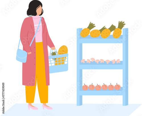 Woman shopping for fresh produce in grocery store