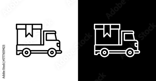 Shipping Truck  White Icon Set Design