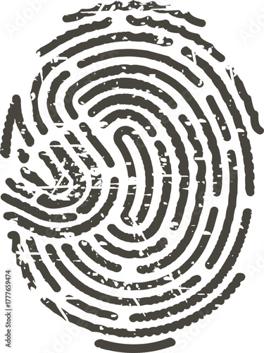 Grunge dark fingerprint representing identity and security concept