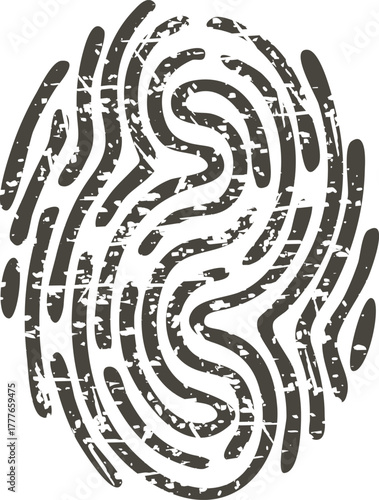 Fingerprint icon representing identity, security, and individuality with grunge texture