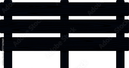 Black isolated wood plank bench silhouette drawing