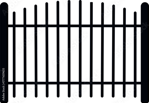 Metal fence silhouette representing boundary and security concept
