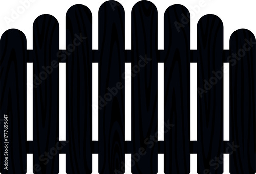 Black wooden picket fence barrier vector isolated