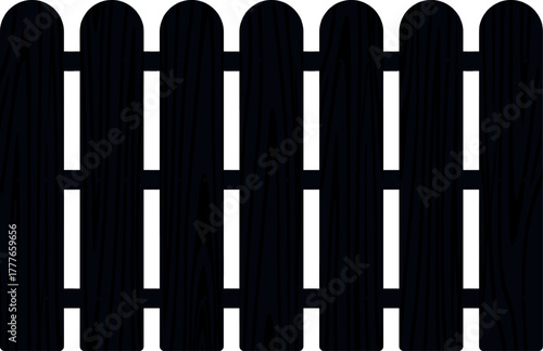 Black wooden picket fence boundary illustration