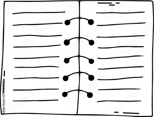 Open notebook with blank lined pages concept